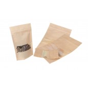 Doypack with zipper - window unbleached paper - 100 g